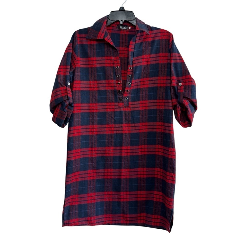 🧨 5/$25 Women’s Plaid Mini Shirt Winter Dress - Picture 2 of 6